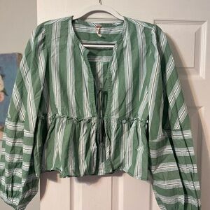 Green Striped Women's Top